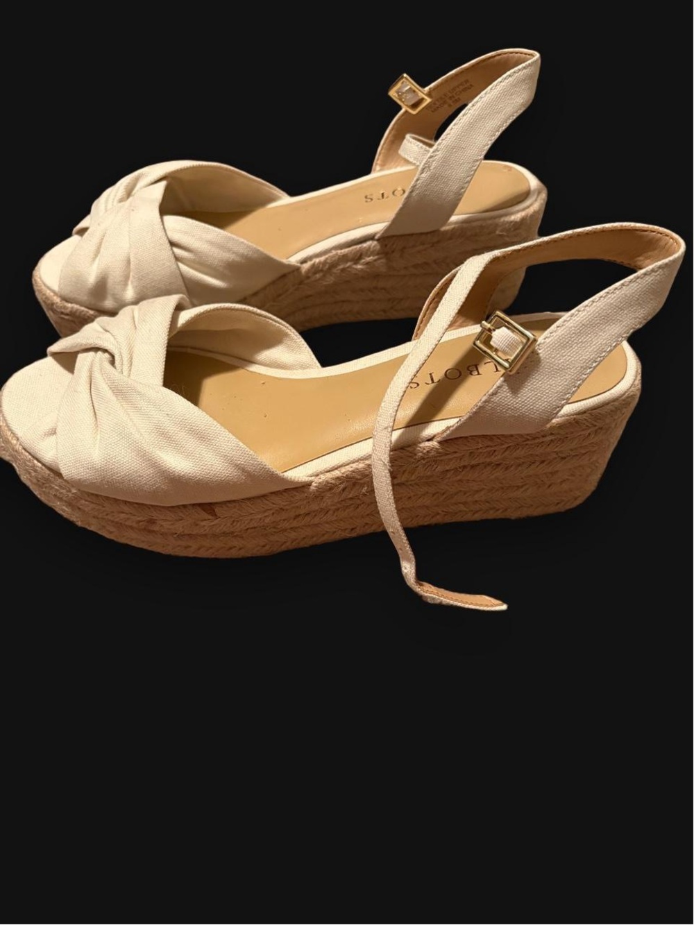 Talbots Cream Twisted Espadrille Wedge Sandals